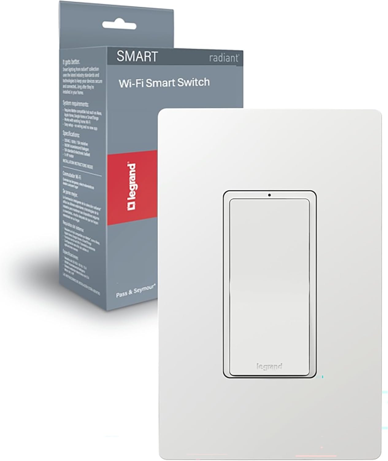 Legrand Wi-Fi Matter Smart Switch, Effortless Setup, Enhanced Compatibility with Apple HomeKit, Google Home, Alexa & SmartThings, Easy Wi-Fi Connectivity with Matter, Pack of 1