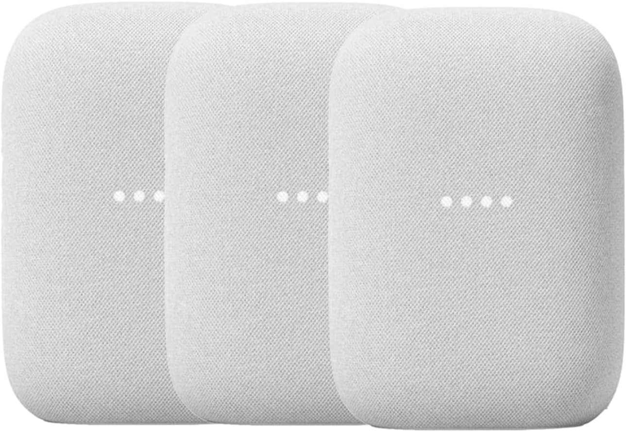 Google Nest Audio (3-Pack) Smart Speakers – Multi-Room Wireless Home Speaker Bundle with Bluetooth, Wi-Fi, Assistant, Stereo Sound, Voice Control & Smart Home Integration
