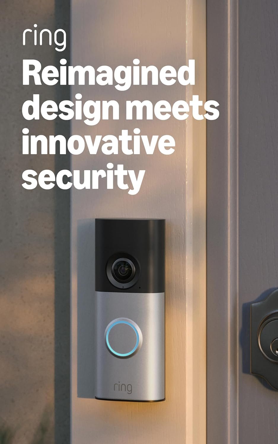 Ring Wired Doorbell Plus (Newest Model) — Retinal 2K with wide-angle video, 4x Enhanced Zoom, and Low-Light Sight, Nickel Silver