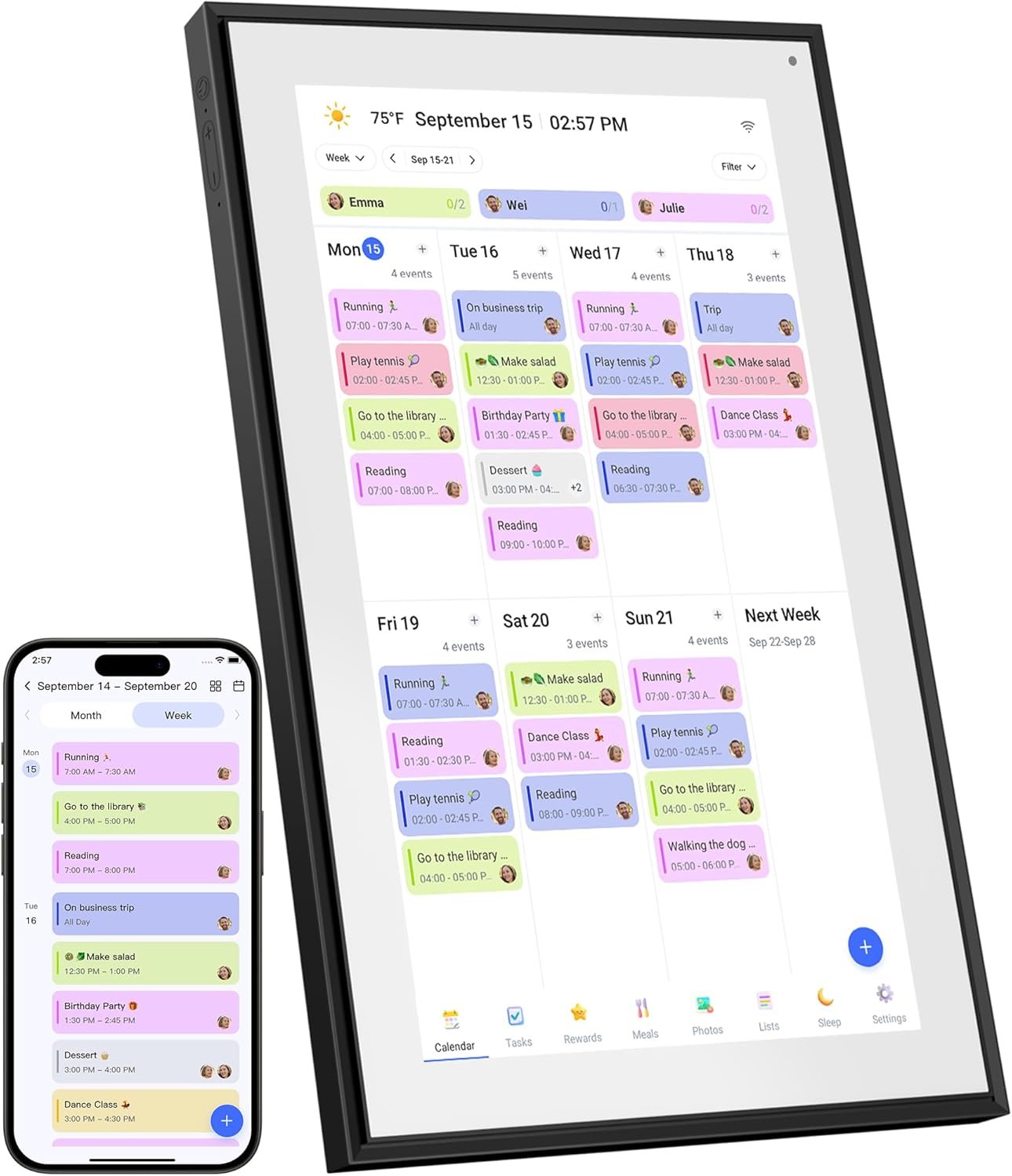 15.6 Inch Digital Calendar&Chore Chart, 1920 * 1080P Full HD Touchscreen Interactive Display Smart Family Planner, Wall and Desk Mountable, Gifts for Women Men, Christmas Gifts for Dad Mom