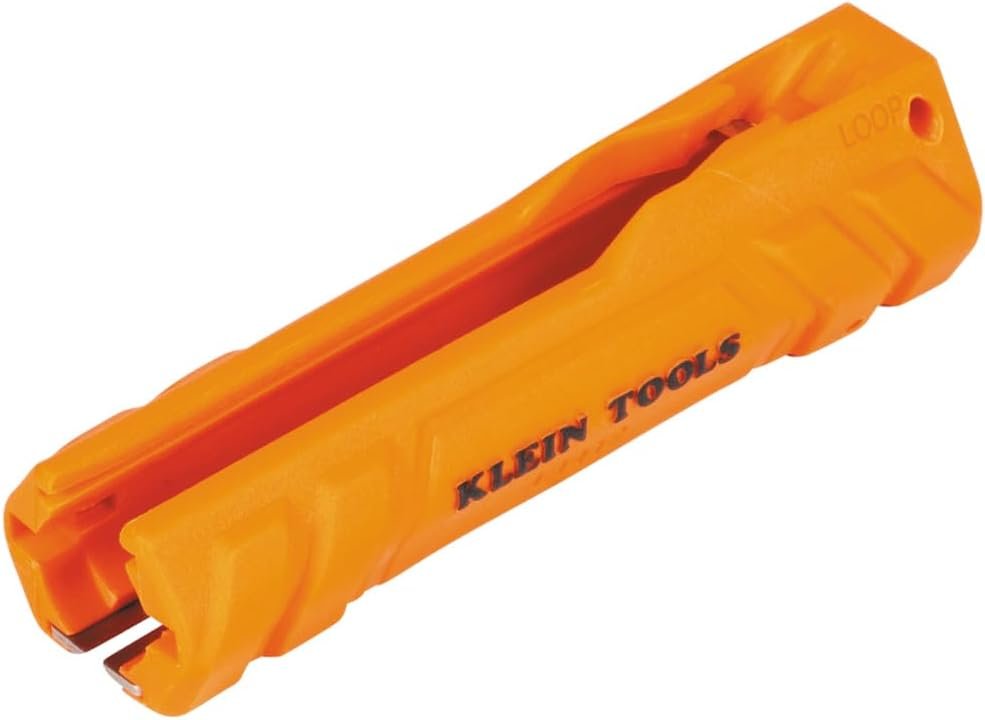 Klein Tools L1412 5-in-1 Cable Stripping Tool for 12-14 AWG, NM Cable Ripper (12/2 and 14/2 Romex), Magnetic with Wire Looping Hole