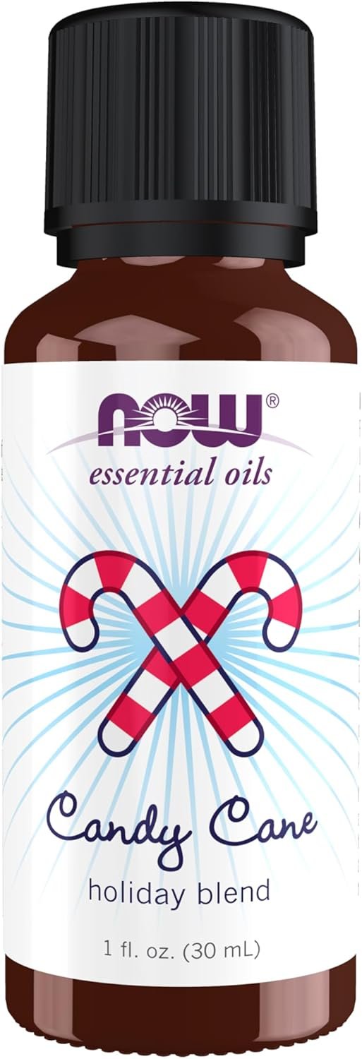 NOW Essential Oils, Candy Cane Oil Blend, Refreshing and Invigorating with a Sweet and Minty Scent, Steam Distilled and CO2 Extracted, 1-Ounce
