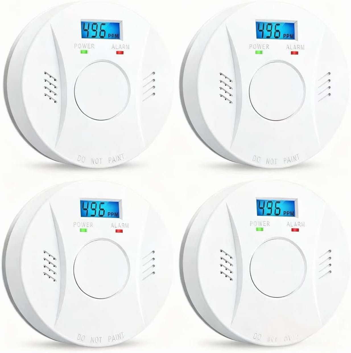 Smoke Detector and Carbon Monoxide Detector Co2 Detector Battery Powered with Test Reset Button 4 Pack