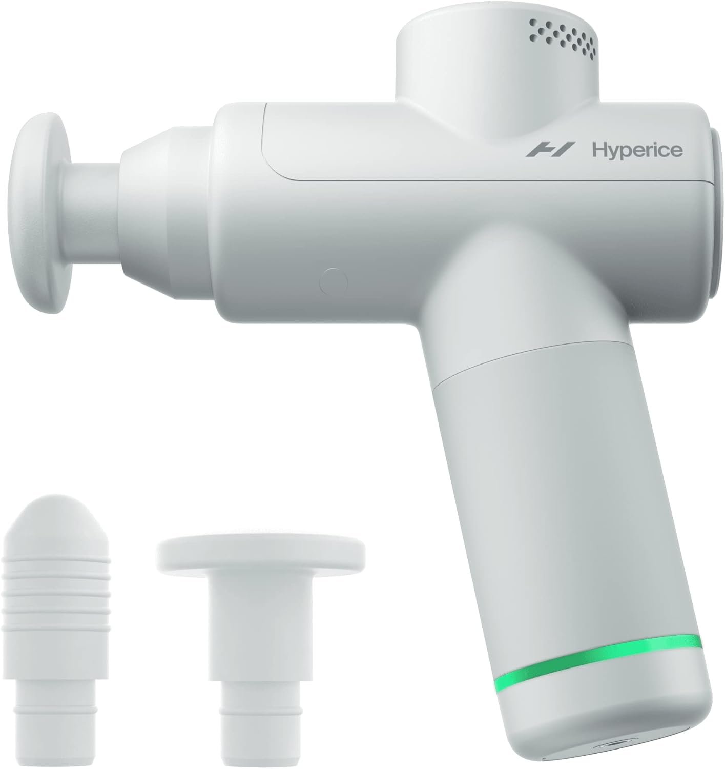 Hyperice Hypervolt Go 2 – Arctic Grey – Featuring Quiet Glide Technology – Handheld Percussion Massage Gun – 3 Speeds, 2 Interchangeable Heads – Helps Relieve Sore Muscles and Stiffness – FSA and HSA