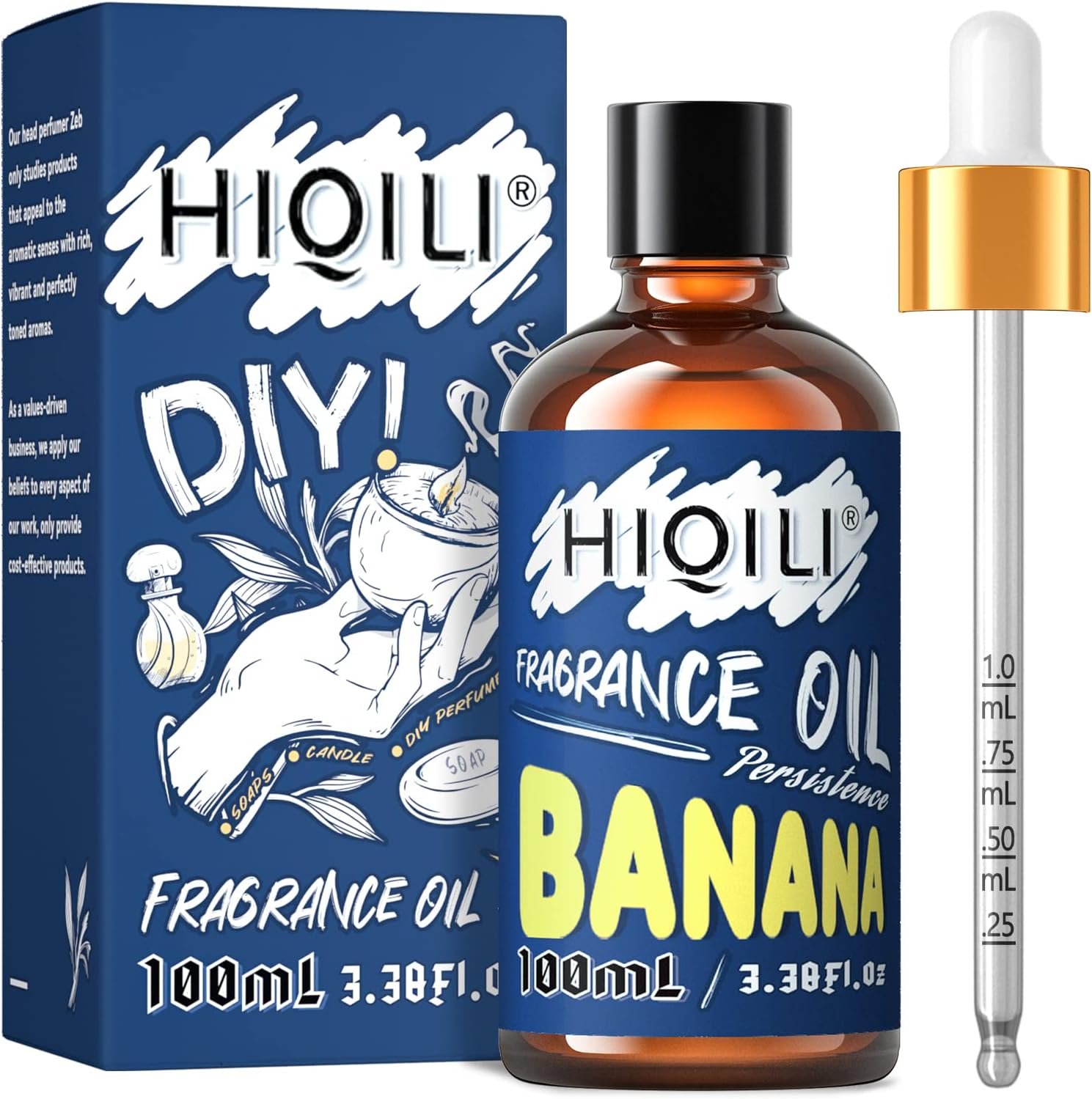 HIQILI Banana Essential Oil – Pure Fragrance Oil for Diffuser, Body, Candle Soap Perfume Lotion Making, 3.38 Fl Oz Halloween Thanksgiving