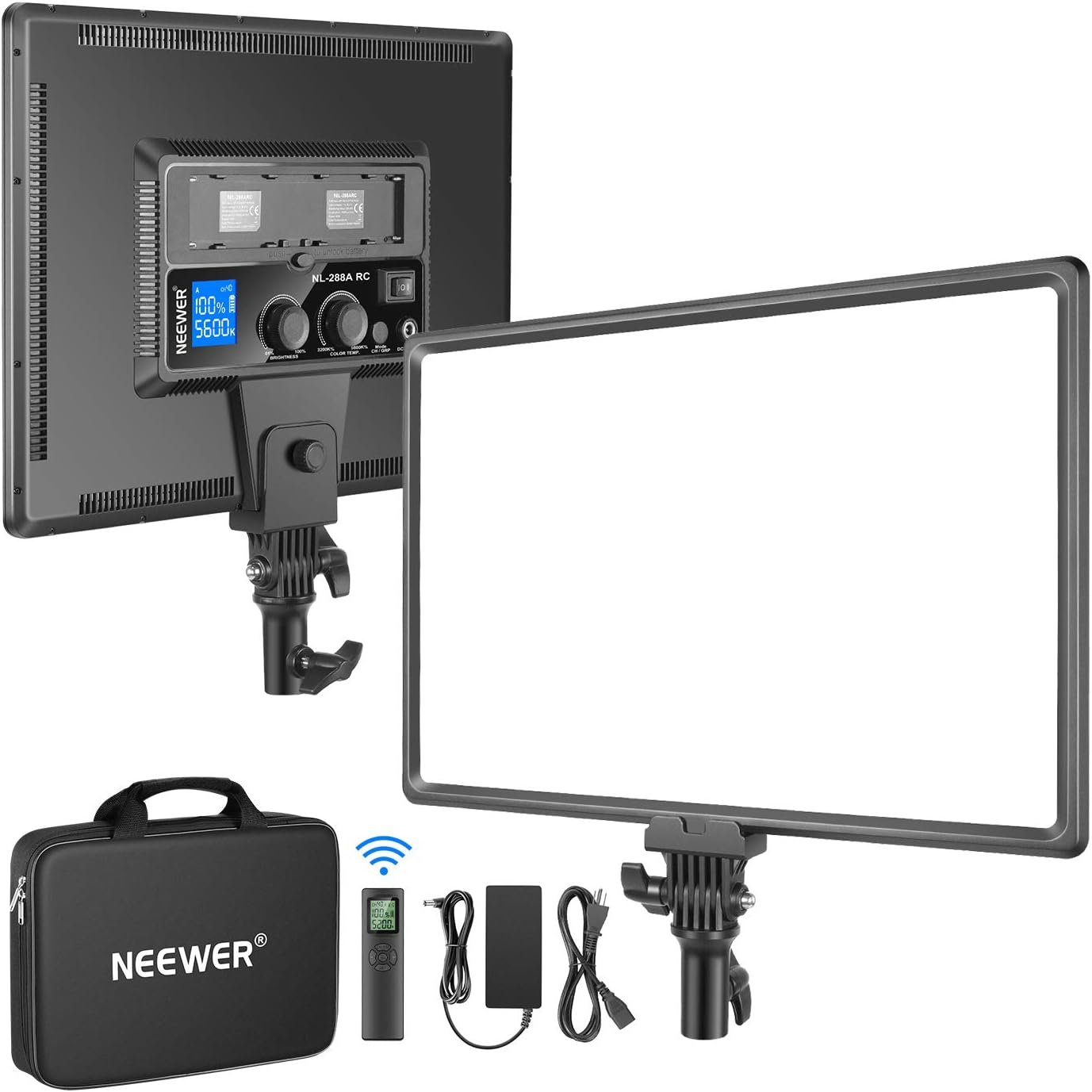 Neewer NL288 LED Video Light with 2.4G Remote, 45W 4800Lux 3200K-5600K CRI 97+ Dimmable Bi-Color 18″ Soft Light Panel for Photography YouTube Live Stream Game Zoom Meeting(Battery Not Included)