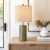 20.25″ Small Single Table Lamp for Bedroom Modern Ceramic Nightstand Lamp Farmhouse Bedside Lamp Boho Living Room End Side Table Lamp, Green