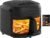 7.3QT Glass Air Fryer with See-Through Bowl, 360° Hot Air Circulation, 5 Presets, 1200W Fast Heating, Dishwasher Safe (Matte Black)