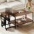 VECELO Coffee Table Set of 2 – Adjustable Height with USB Ports & Wheels, 31.5″ and 20″ Side and End Tables for Living Room, Bedroom, Apartment, Industrial Style, Rustic Brown